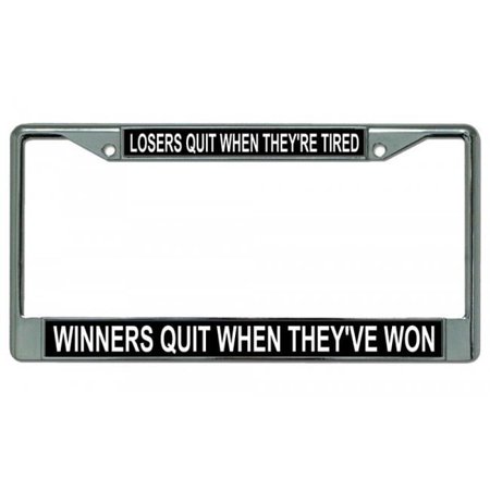 212 Main LPO2935 6 x 12 in. Winners Quit When They Have Won Chrome License Plate Frame