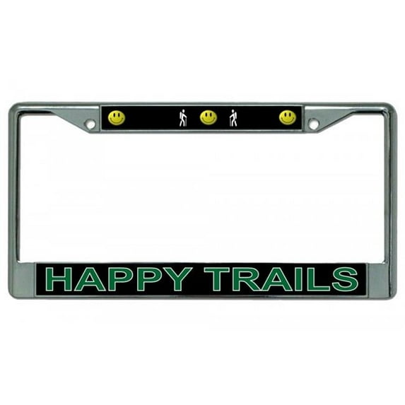 Happy Trails Hiking Chrome License Plate Frame