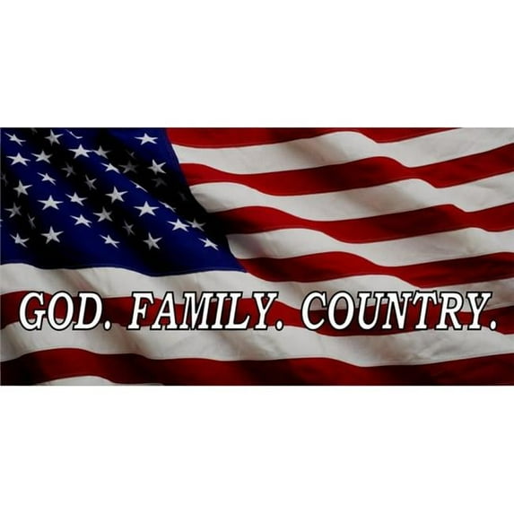 212 Main LPO2986 6 x 12 in. God, Family & Country on United States Flag Photo License Plate