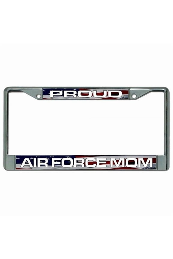 Proud Air Force Mom Chrome License Plate Frame