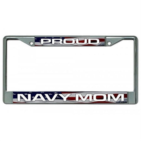 212 Main LPO3007 Proud Navy Mom Chrome License Plate Frame