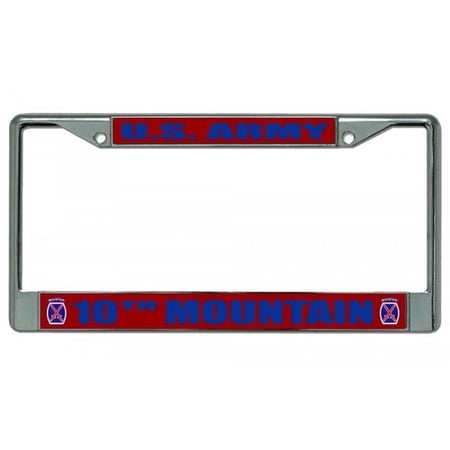 U.S. Army 10th Mountain Chrome License Plate Frame