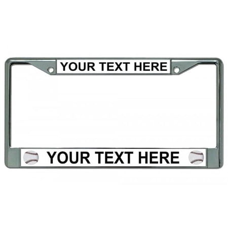 Your Text Here Baseballs Chrome License Plate Frame