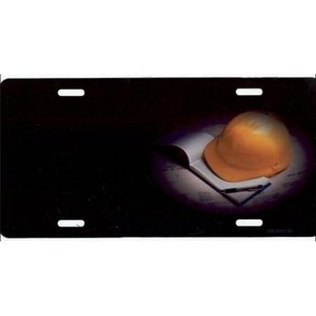 Offset Construction Helmet Photo License Plate