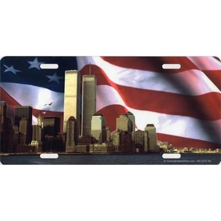 212 Main LPO3279 6 x 12 in. Twin Towers on American Flag Photo License Plate