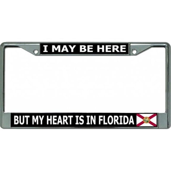 212 Main LPO3562 6 x 12 in. My Heart is in Florida Chrome License Plate Frame