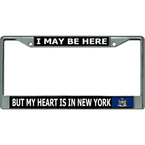 212 Main LPO3564 6 x 12 in. My Heart is in New York Chrome License Plate Frame