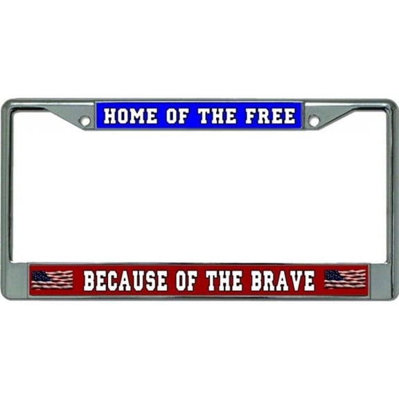 212 Main LPO3606 6 x 12 in. Home of the Free Chrome License Plate Frame