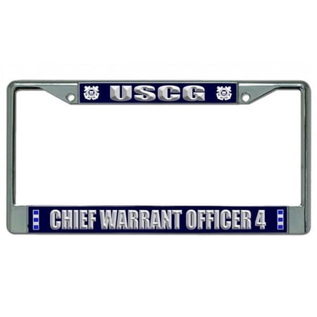 U.S. Coast Guard Chief Warrant Officer 4 Chrome License Plate Frame