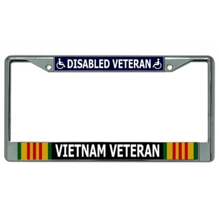 Disabled Vietnam Veteran Chrome License Plate Frame