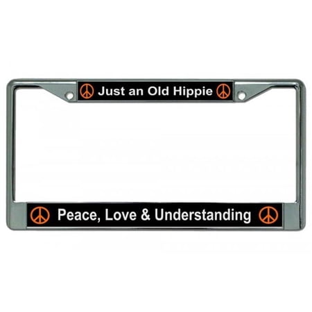 212 Main LPO3708 6 x 12 in. Just An Old Hippie Chrome License Plate Frame