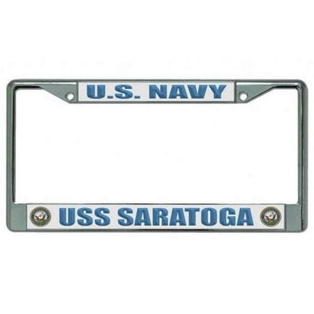 212 Main LPO3752 6 x 12 in. U.S. Navy USS Saratoga Chrome License Plate Frame