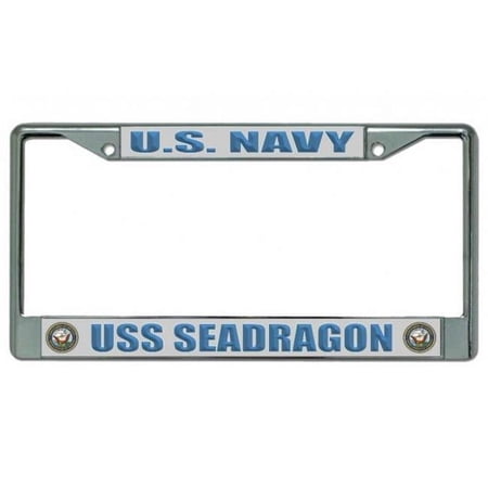 212 Main LPO3753 6 x 12 in. U.S. Navy USS Seadragon Chrome License Plate Frame