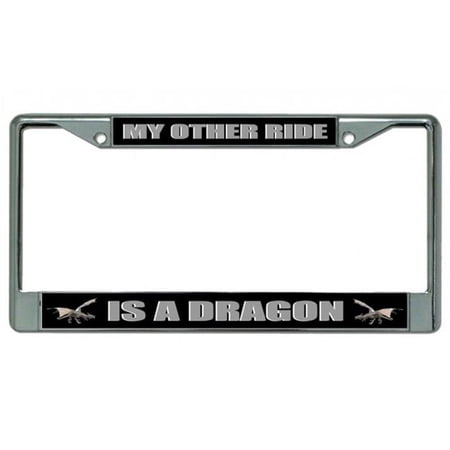 212 Main LPO3782 6 x 12 in. My Other Ride is a Dragon Chrome License Plate Frame