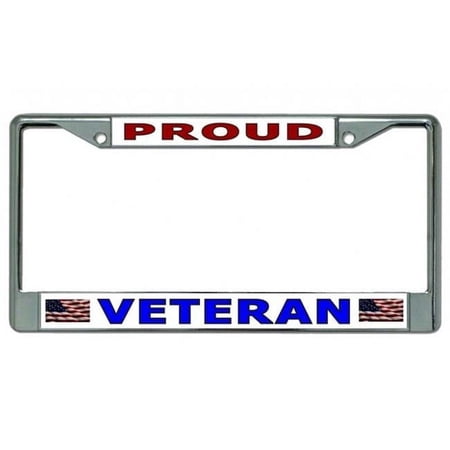 Proud Veteran #2 Chrome License Plate Frame