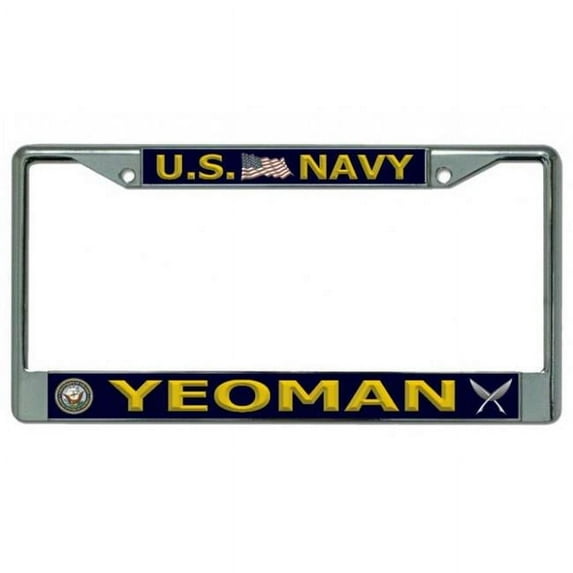 212 Main LPO3808 6 x 12 in. U.S. Navy Yeoman Chrome License Plate Frame