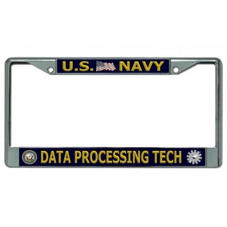 212 Main LPO3814 6 x 12 in. U.S. Navy Data Processing Tech Chrome License Plate Frame