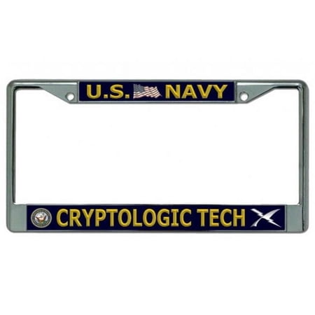 212 Main LPO3815 6 x 12 in. U.S. Navy Cryptologic Tech Chrome License Plate Frame