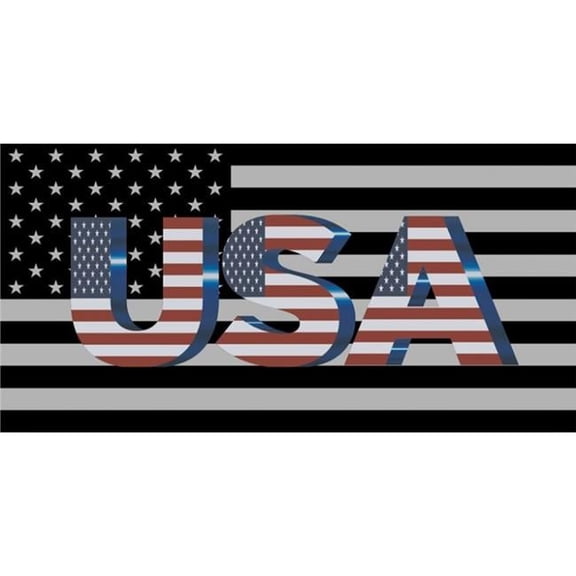 212 Main LPO3843 6 x 12 in. USA Flag Black & White Photo License Plate