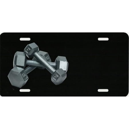 Dumbbells Offset Photo License Plate
