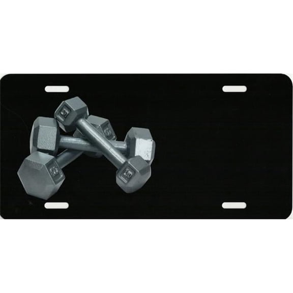 Dumbbells Offset Photo License Plate