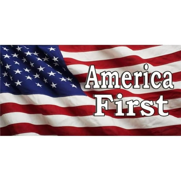 212 Main LPO4075 6 x 12 in. America First on American Flag Photo License Plate