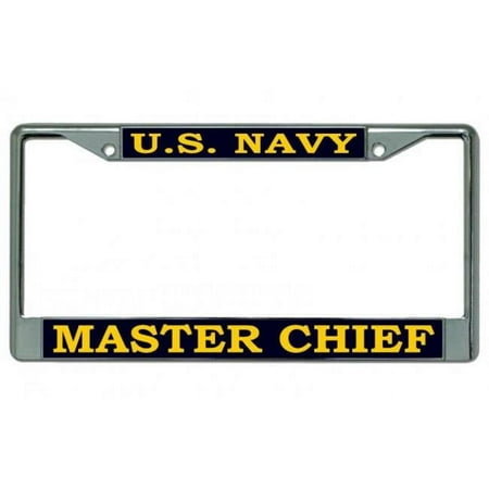 212 Main LPO4108 6 x 12 in. U.S. Navy Master Chief Chrome License Plate Frame