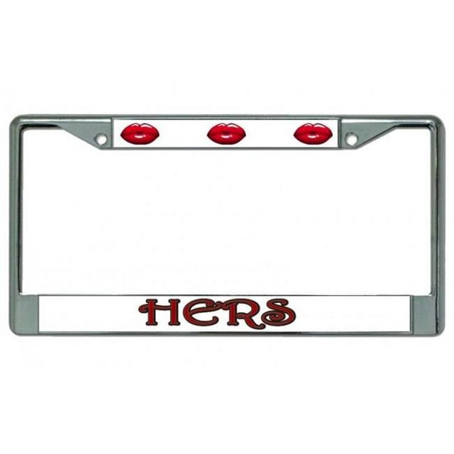 212 Main LPO4111 6 x 12 in. Hers with Red Lips Chrome License Plate