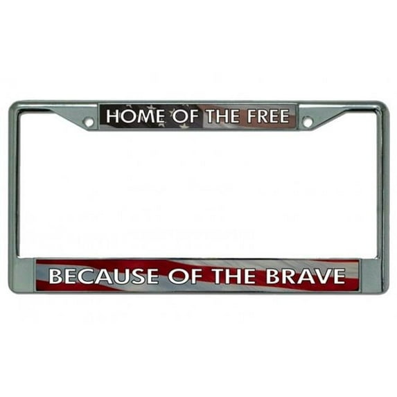 212 Main LPO4117 6 x 12 in. Home of the Free Flag Chrome License Plate Frame