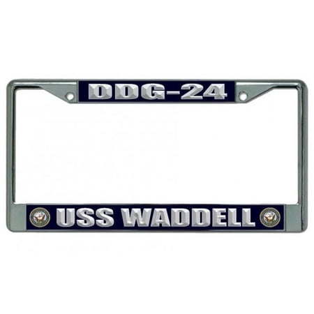 212 Main LPO4176 6 x 12 in. USS Waddell DDG-24 Chrome License Plate Frame