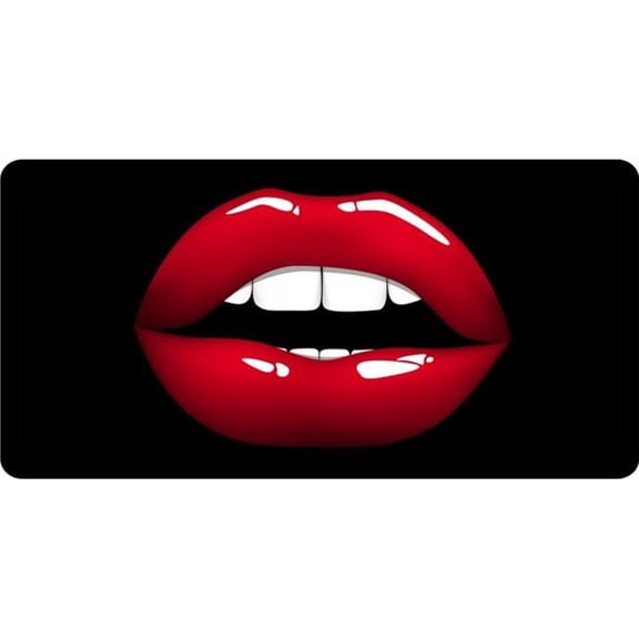212 Main LPO4196 6 x 12 in. Red Lips on Black No.3 Photo License Plate