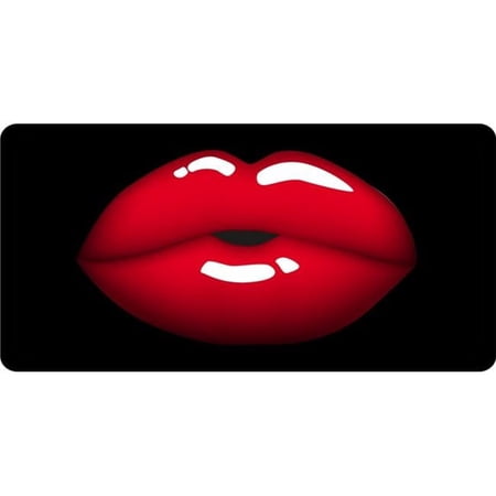 212 Main LPO4197 6 x 12 in. Red Lips on Black No.4 Photo License Plate