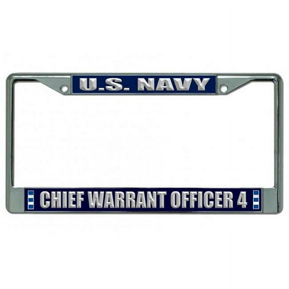 212 Main LPO4254 6 x 12 in. U.S. Navy Chief Warrant Officer 4 Chrome License Plate Frame