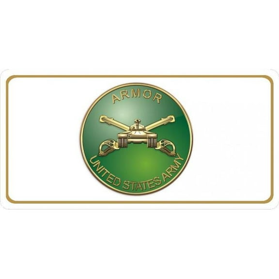 212 Main LPO4296 6 x 12 in. U.S. Army Armor Insignia Centered on White Photo License Plate