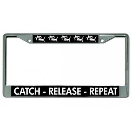Catch Release Repeat Chrome License Plate Frame