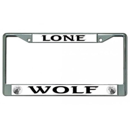 Lone Wolf Chrome License Plate Frame