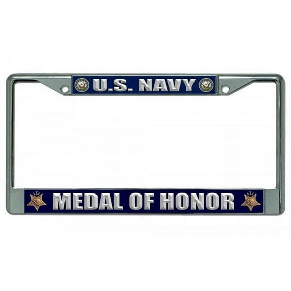 212 Main LPO4411 6 x 12 in. U.S. Navy Medal of Honor Chrome License Plate Frame