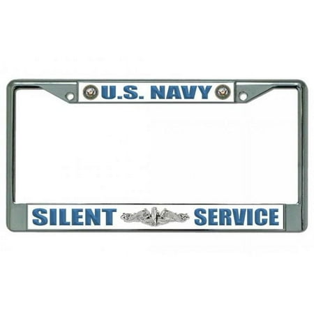 212 Main LPO4466 6 x 12 in. U.S. Navy Silent Service Chrome License Plate Frame