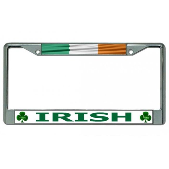 Irish Flag Chrome License Plate Frame