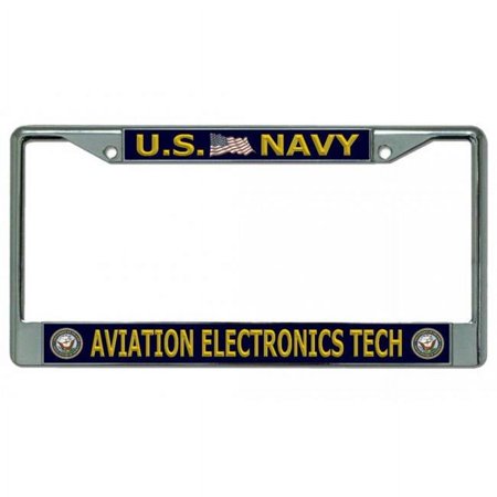 212 Main LPO4477 6 x 12 in. U.S. Navy Aviation Electronics Tech Chrome License Plate Frame