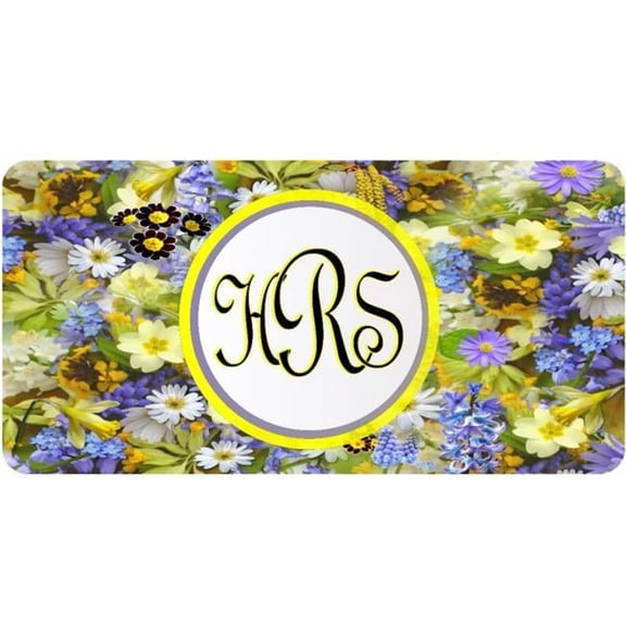 212 Main LPO4525 Monogram on Purple Flowered Background Photo License Plate