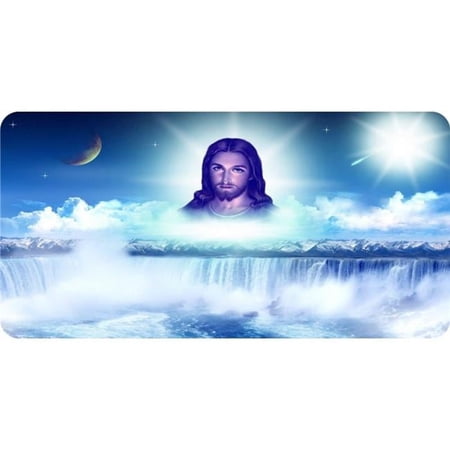 Jesus Waterfall Scene Photo License Plate