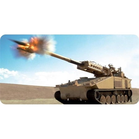 Military Tank Fires Cannon Photo License Plate
