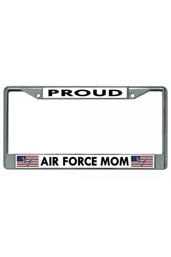 Proud Air Force Mom Chrome License Plate Frame