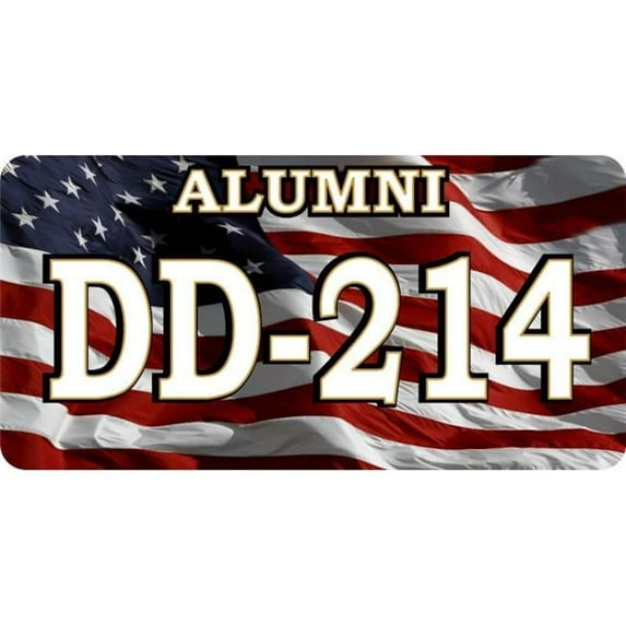 212 Main LPO4960 6 x 12 in. DD-214 Aluminium Discharge Active Duty on Flag Photo License Plate