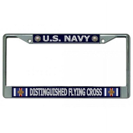 212 Main LPO4991 6 x 12 in. U.S. Navy Distinguished Flying Cross Chrome License Plate Frame