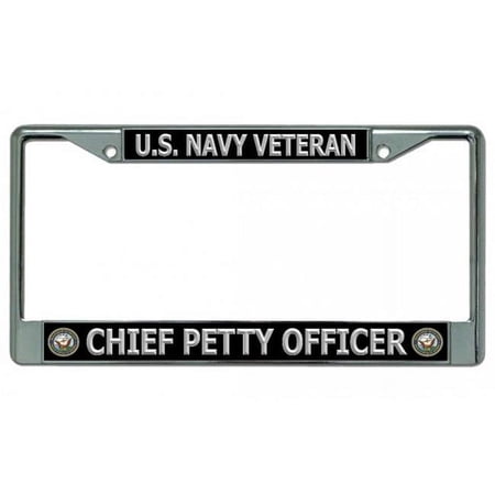 212 Main LPO5012 6 x 12 in. U.S. Navy Veteran Chief Petty Officer Chrome License Plate Frame