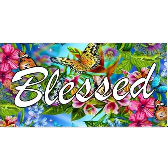212 Main LPO5055 6 x 12 in. Blessed on Flowers & Butterflies Photo License Plate