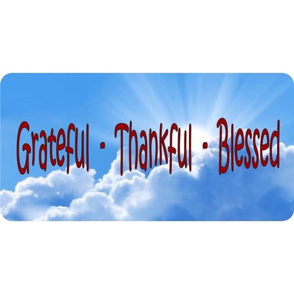 Grateful Thankful Blessed Photo License Plate