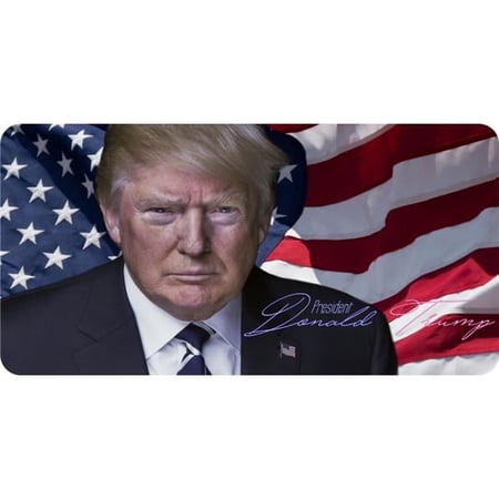 212 Main LPO5110 6 x 12 in. Trump on U.S. Flag Photo License Plate